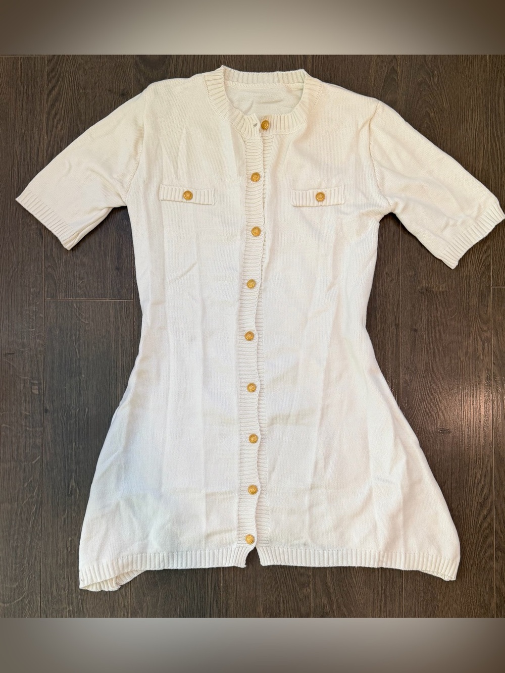 Classic Cream Button-Front Mini Dress
